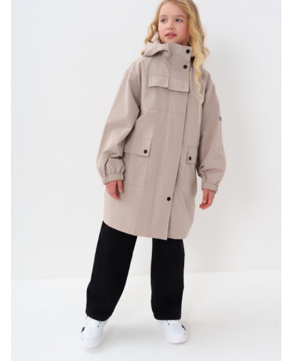 Плащ текстильный с полиуретановым покрытием для девочек beige