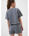 Комплект трикотажный для девочек: джемпер (футболка), шорты grey