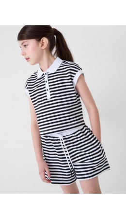 Шорты трикотажные для девочек white, dark grеy