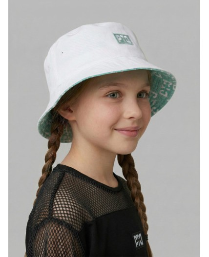 Панама текстильная для девочек white, light green