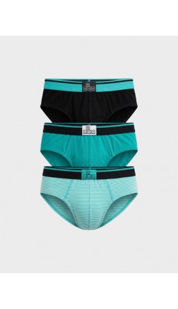 Трусы трикотажные для мальчиков - брифы, 3 шт в комплекте turquoise, double black, white