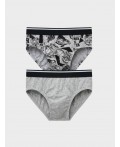 Трусы трикотажные для мальчиков - брифы, 2 шт в комплекте grey melange, white, double black