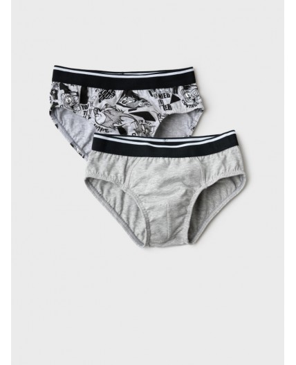 Трусы трикотажные для мальчиков - брифы, 2 шт в комплекте grey melange, white, double black