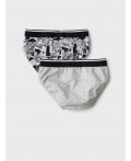 Трусы трикотажные для мальчиков - брифы, 2 шт в комплекте grey melange, white, double black