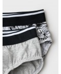 Трусы трикотажные для мальчиков - брифы, 2 шт в комплекте grey melange, white, double black