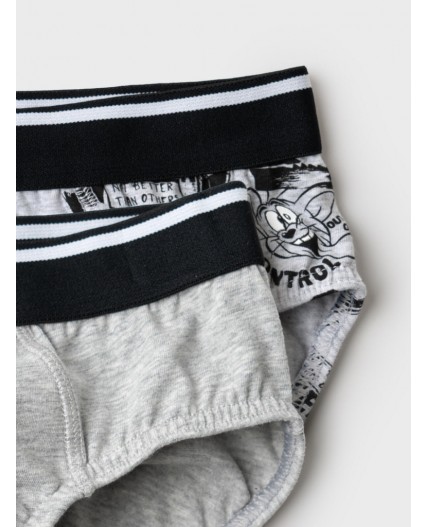 Трусы трикотажные для мальчиков - брифы, 2 шт в комплекте grey melange, white, double black