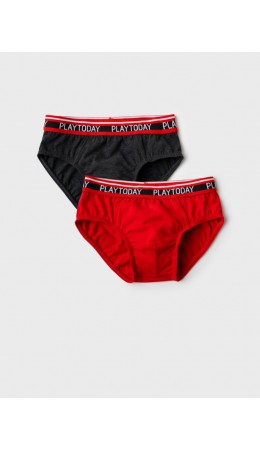 Трусы трикотажные для мальчиков - брифы, 2 шт в комплекте red, black