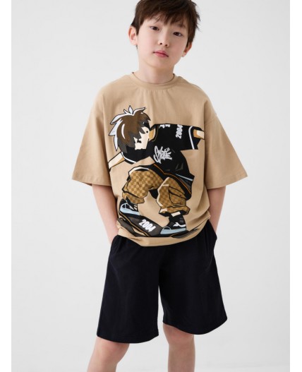 Пижама трикотажная для мальчиков beige, double black