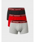Трусы трикотажные для мальчиков - боксеры, 3 шт в комплекте red, black, grey melange