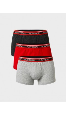 Трусы трикотажные для мальчиков - боксеры, 3 шт в комплекте red, black, grey melange