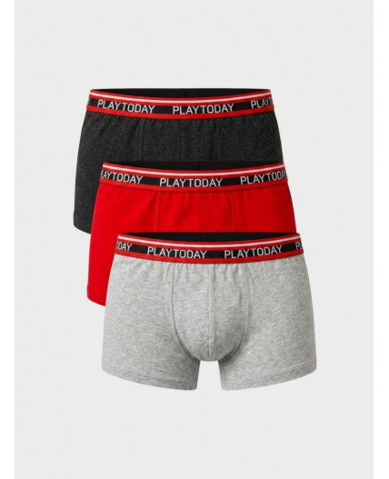 Трусы трикотажные для мальчиков - боксеры, 3 шт в комплекте red, black, grey melange