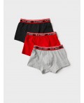 Трусы трикотажные для мальчиков - боксеры, 3 шт в комплекте red, black, grey melange