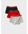 Трусы трикотажные для мальчиков - боксеры, 3 шт в комплекте red, black, grey melange