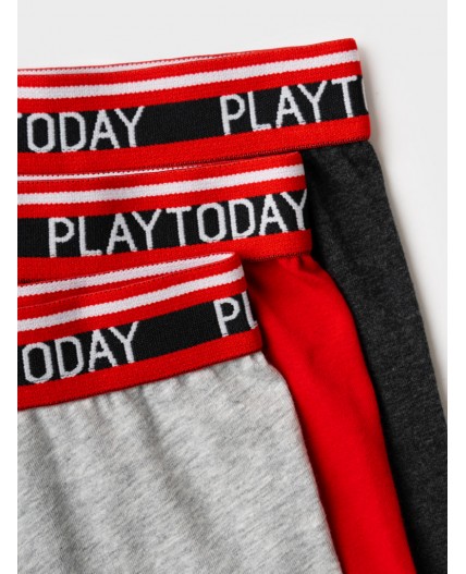 Трусы трикотажные для мальчиков - боксеры, 3 шт в комплекте red, black, grey melange