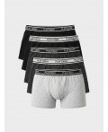 Трусы трикотажные для мальчиков - боксеры, 5 шт в комплекте double black, grey melange, black