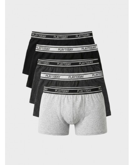 Трусы трикотажные для мальчиков - боксеры, 5 шт в комплекте double black, grey melange, black