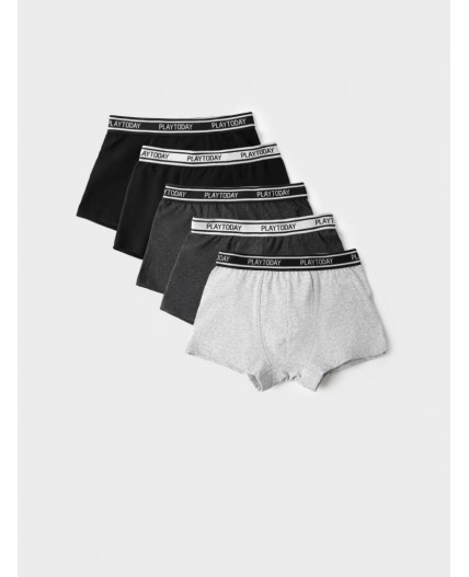 Трусы трикотажные для мальчиков - боксеры, 5 шт в комплекте double black, grey melange, black