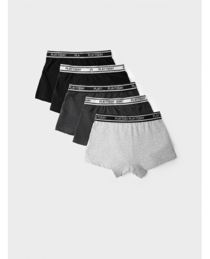Трусы трикотажные для мальчиков - боксеры, 5 шт в комплекте double black, grey melange, black