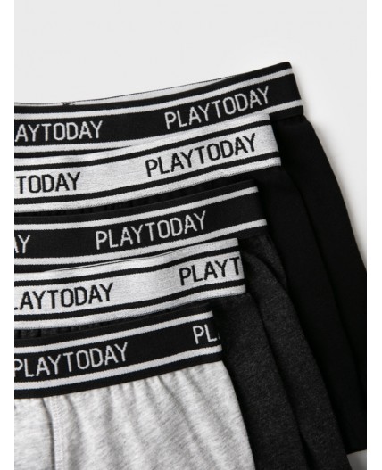 Трусы трикотажные для мальчиков - боксеры, 5 шт в комплекте double black, grey melange, black