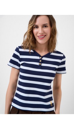 Блузка трикотажная для женщин (футболка) white, dark blue
