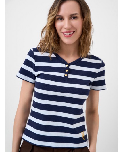 Блузка трикотажная для женщин (футболка) white, dark blue