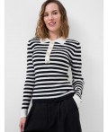 Джемпер трикотажный с воротником поло для женщин white, dark blue