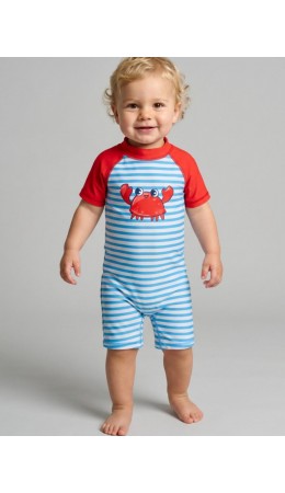 Комбинезон детский плавательный трикотажный для мальчиков red, white, light blue
