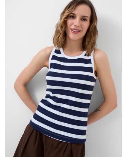 Майка трикотажная для женщин white, dark blue