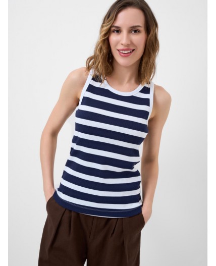 Майка трикотажная для женщин white, dark blue