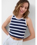 Топ трикотажный для женщин white, dark blue