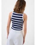 Топ трикотажный для женщин white, dark blue