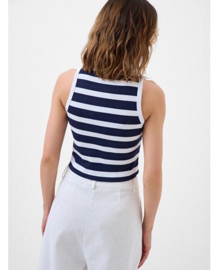 Топ трикотажный для женщин white, dark blue