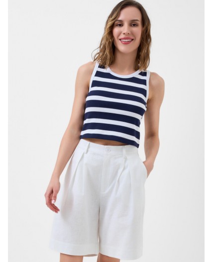 Топ трикотажный для женщин white, dark blue