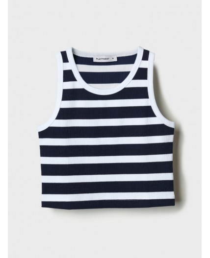 Топ трикотажный для женщин white, dark blue
