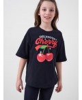 Комплект трикотажный для девочек: фуфайка (футболка), брюки (легинсы) black