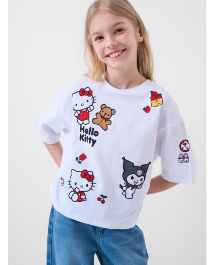 Фуфайка трикотажная для девочек (футболка) white