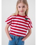 Джемпер трикотажный для девочек (футболка) white, red