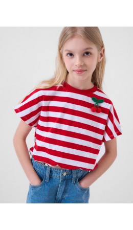 Джемпер трикотажный для девочек (футболка) white, red