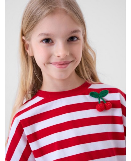 Джемпер трикотажный для девочек (футболка) white, red