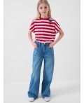 Джемпер трикотажный для девочек (футболка) white, red