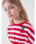 Джемпер трикотажный для девочек (футболка) white, red