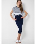 Комплект трикотажный для женщин: джемпер, юбка white, dark blue