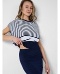 Комплект трикотажный для женщин: джемпер, юбка white, dark blue