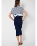 Комплект трикотажный для женщин: джемпер, юбка white, dark blue