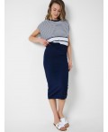 Комплект трикотажный для женщин: джемпер, юбка white, dark blue