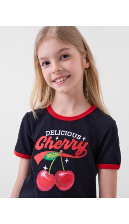 Фуфайка трикотажная для девочек (футболка) black