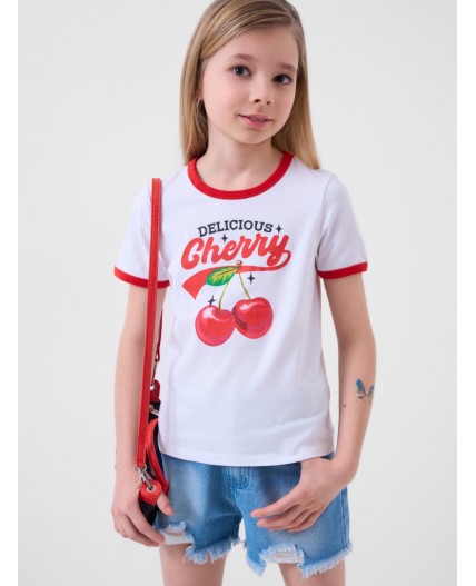 Фуфайка трикотажная для девочек (футболка) white