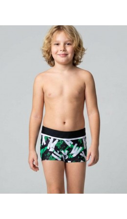 Плавки-шорты трикотажные для мальчиков, средней длины black, white, green
