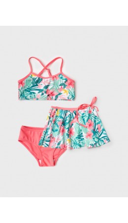 Комплект трикотажный для девочек: купальный костюм, юбка разноцветный