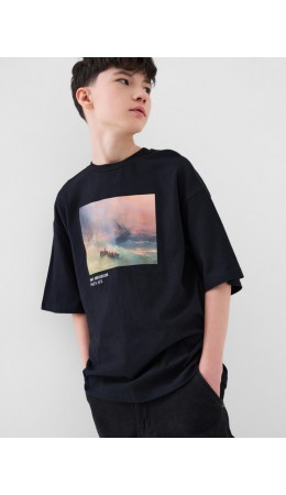 Фуфайка трикотажная для мальчиков (футболка) black